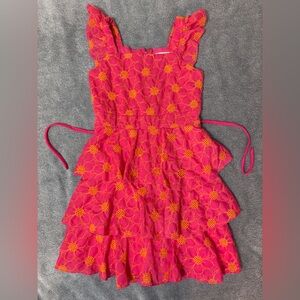 Speechless Kids Ruffle Tiered Dress – Pink & Orange Floral, Size 8
